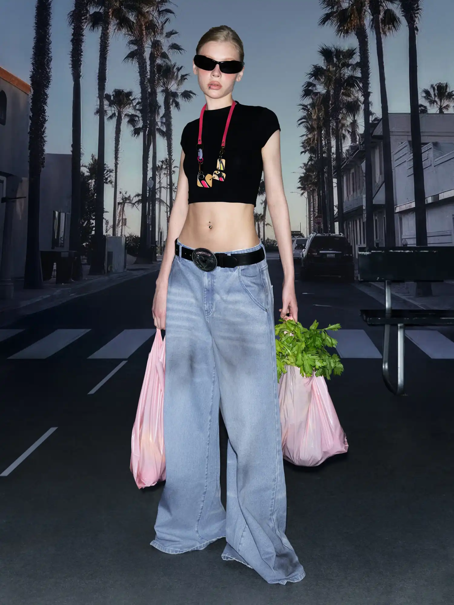 Y2K Backless Tie Cutout Crop Tee - Image 7