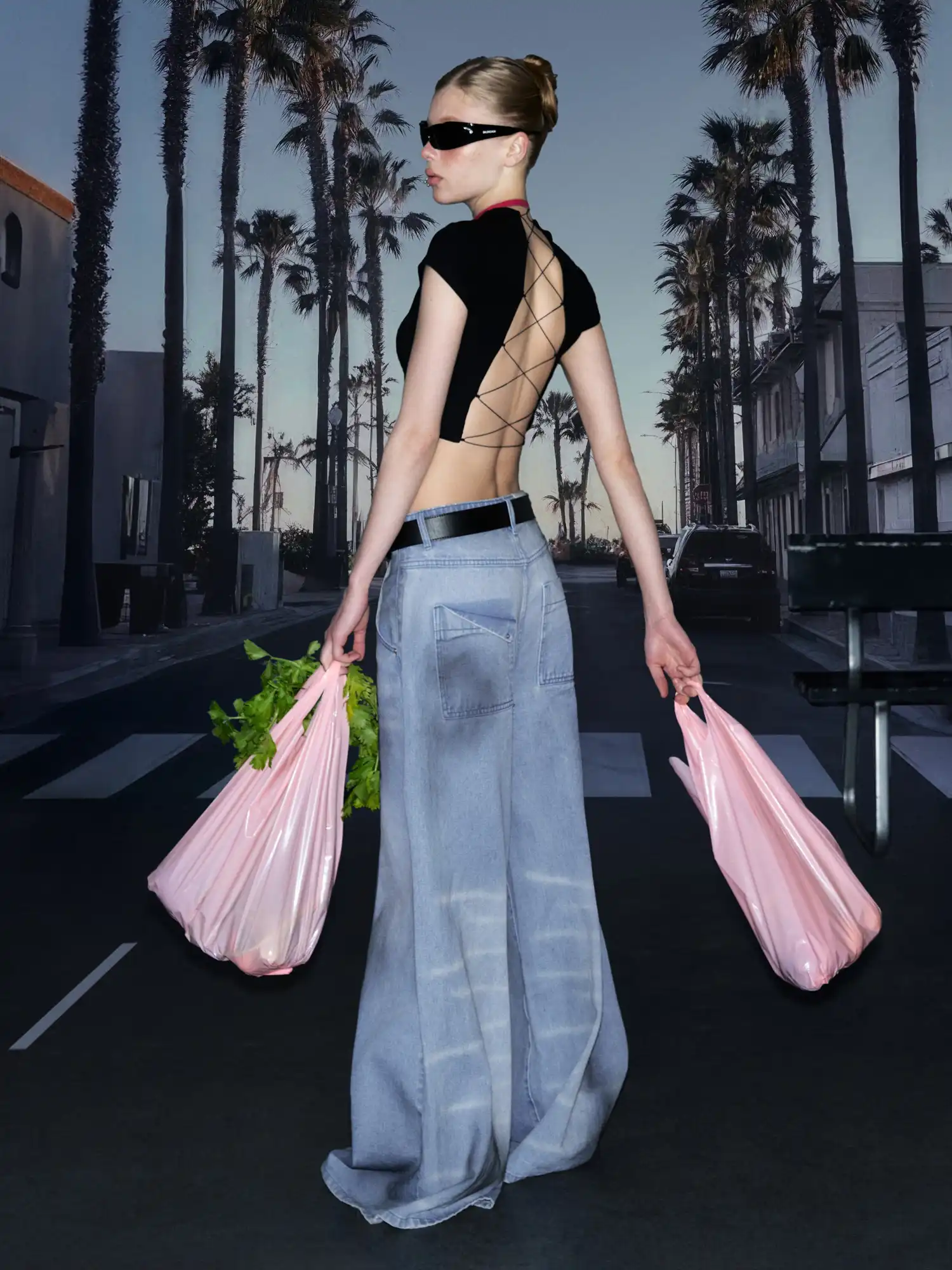 Y2K Backless Tie Cutout Crop Tee - Image 8