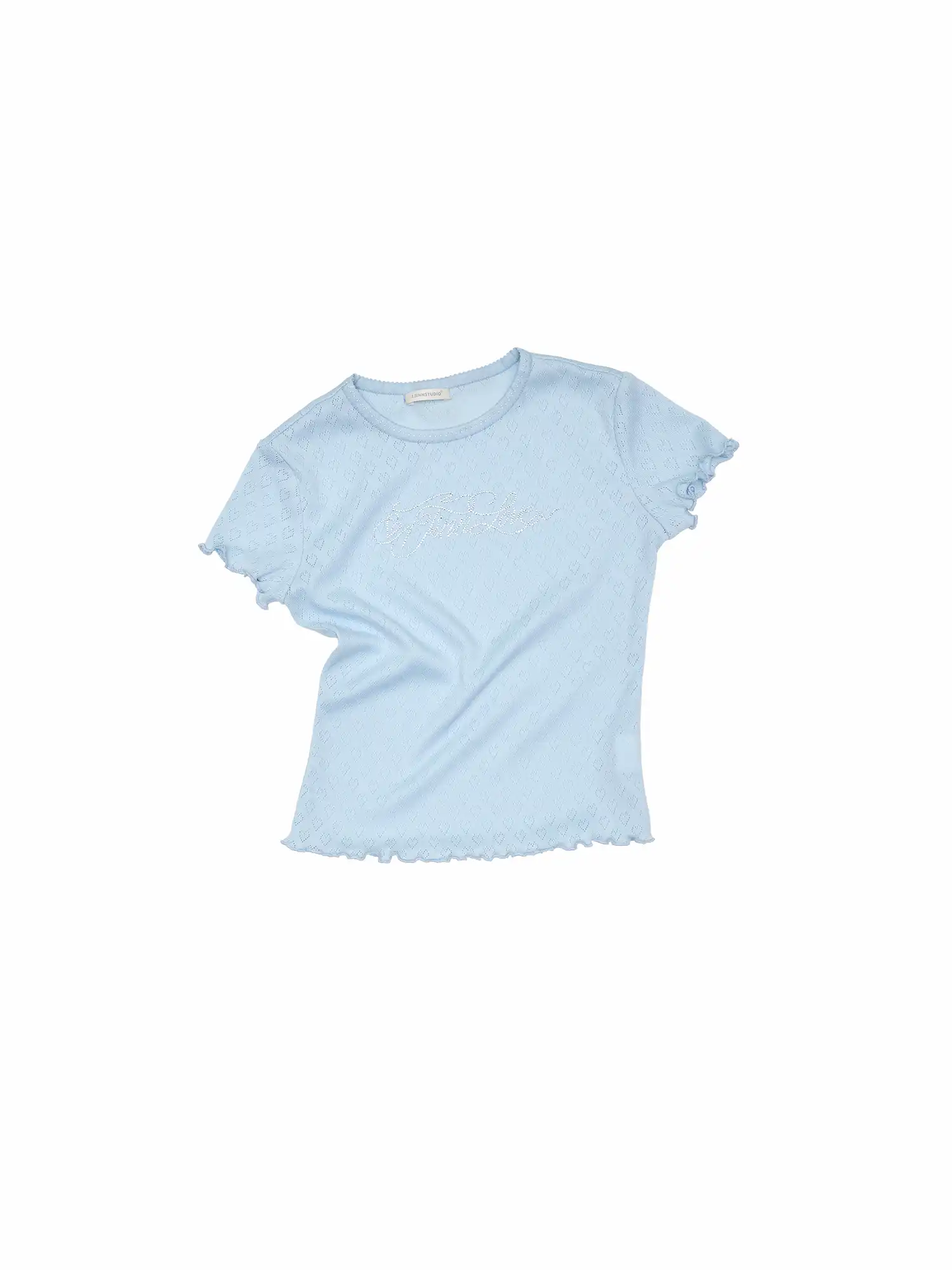 Y2K Heart Pointelle Baby Tee - Image 12