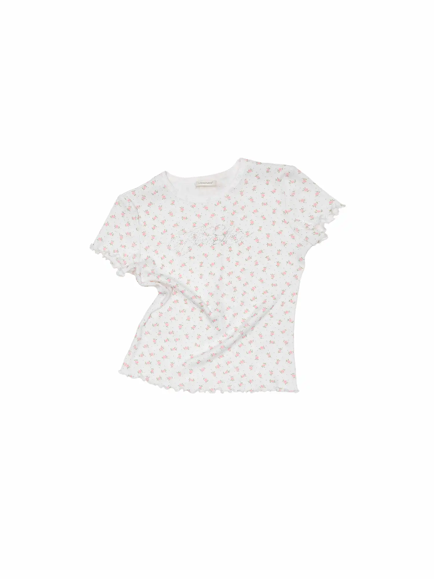 Y2K Heart Pointelle Baby Tee - Image 3