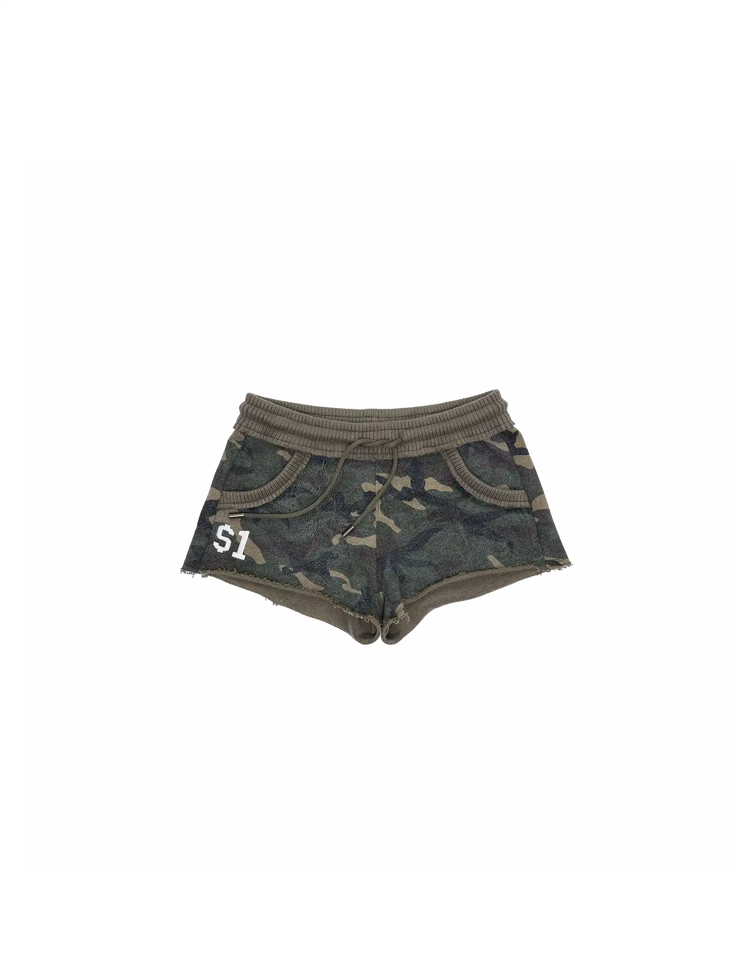 Y2K Low Rise Embroidered Camo Sweat Sexy Shorts - Image 3