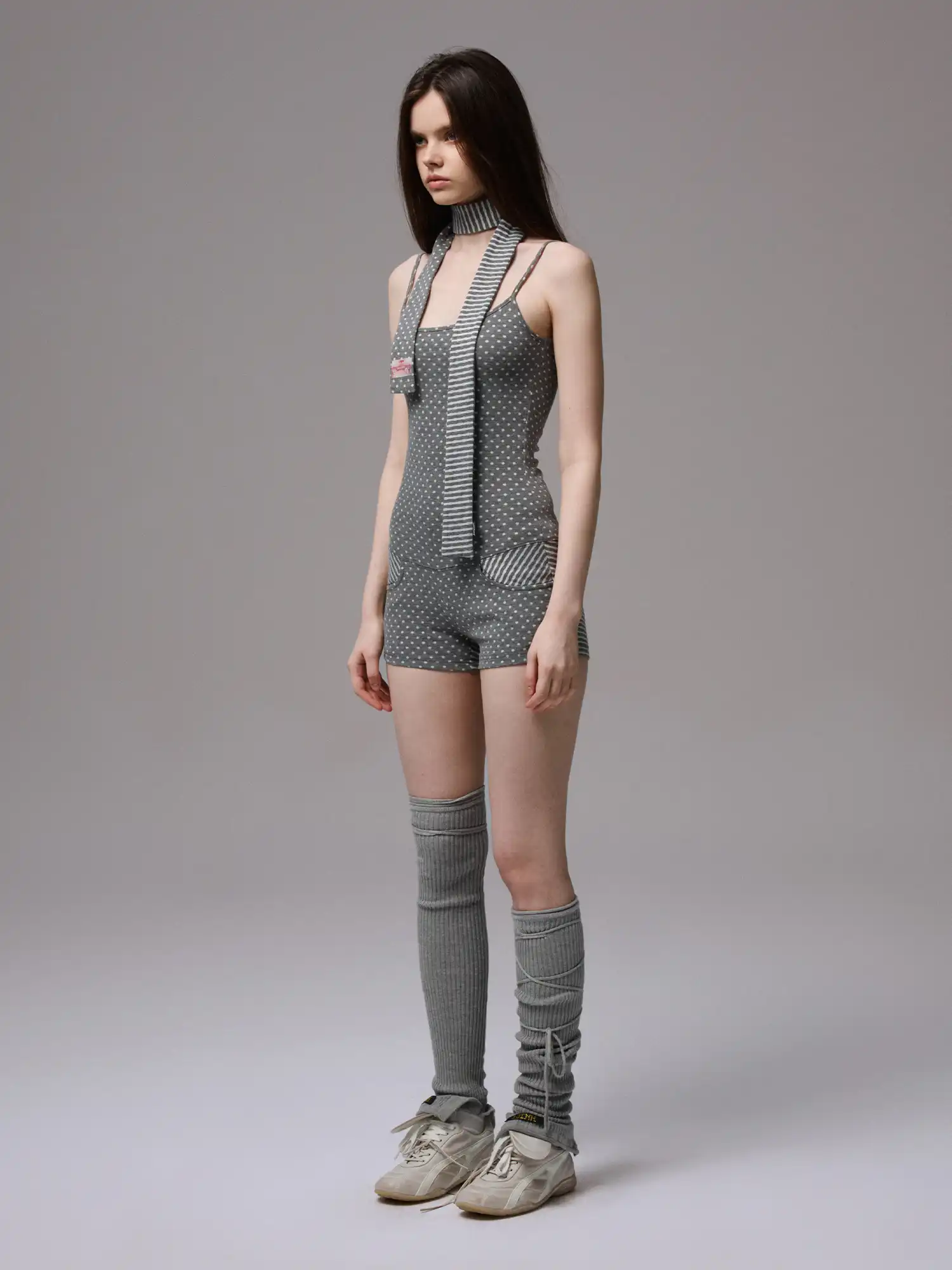 Y2K Polka Dot Stripe Romper - Image 2