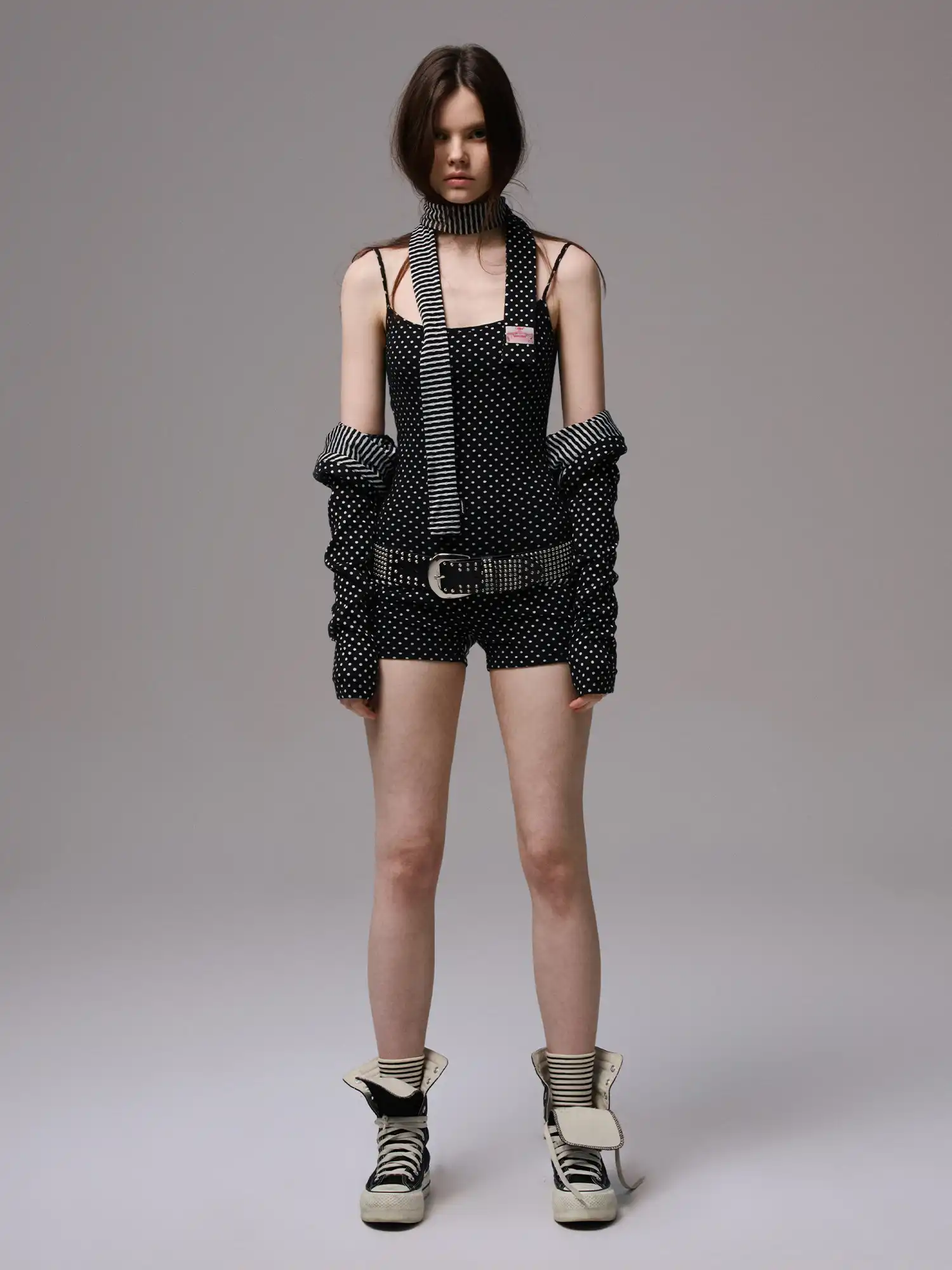 Y2K Polka Dot Stripe Romper - Image 5