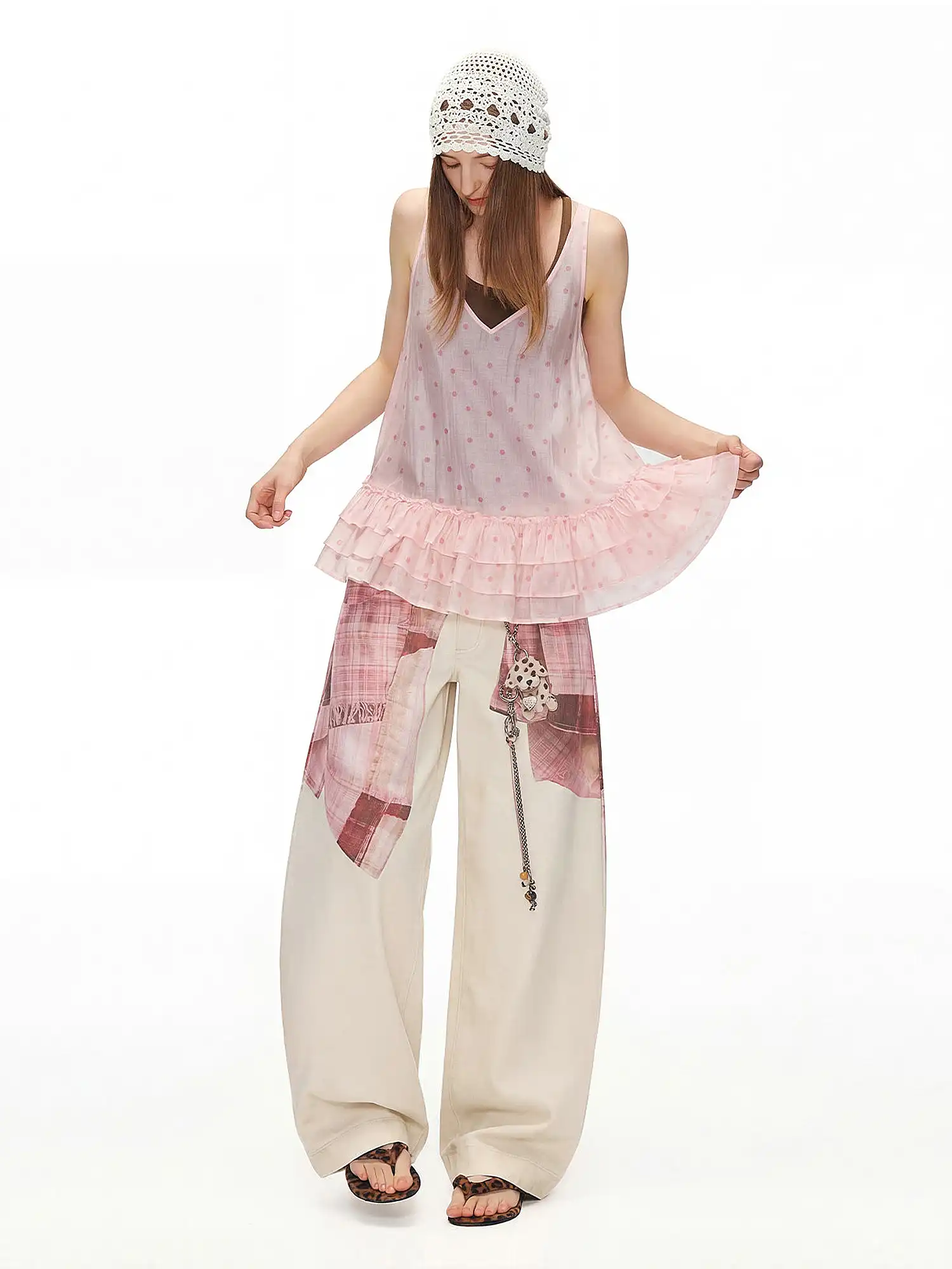 Y2K Puppy Wide-Leg Palazzo Pants - Image 3
