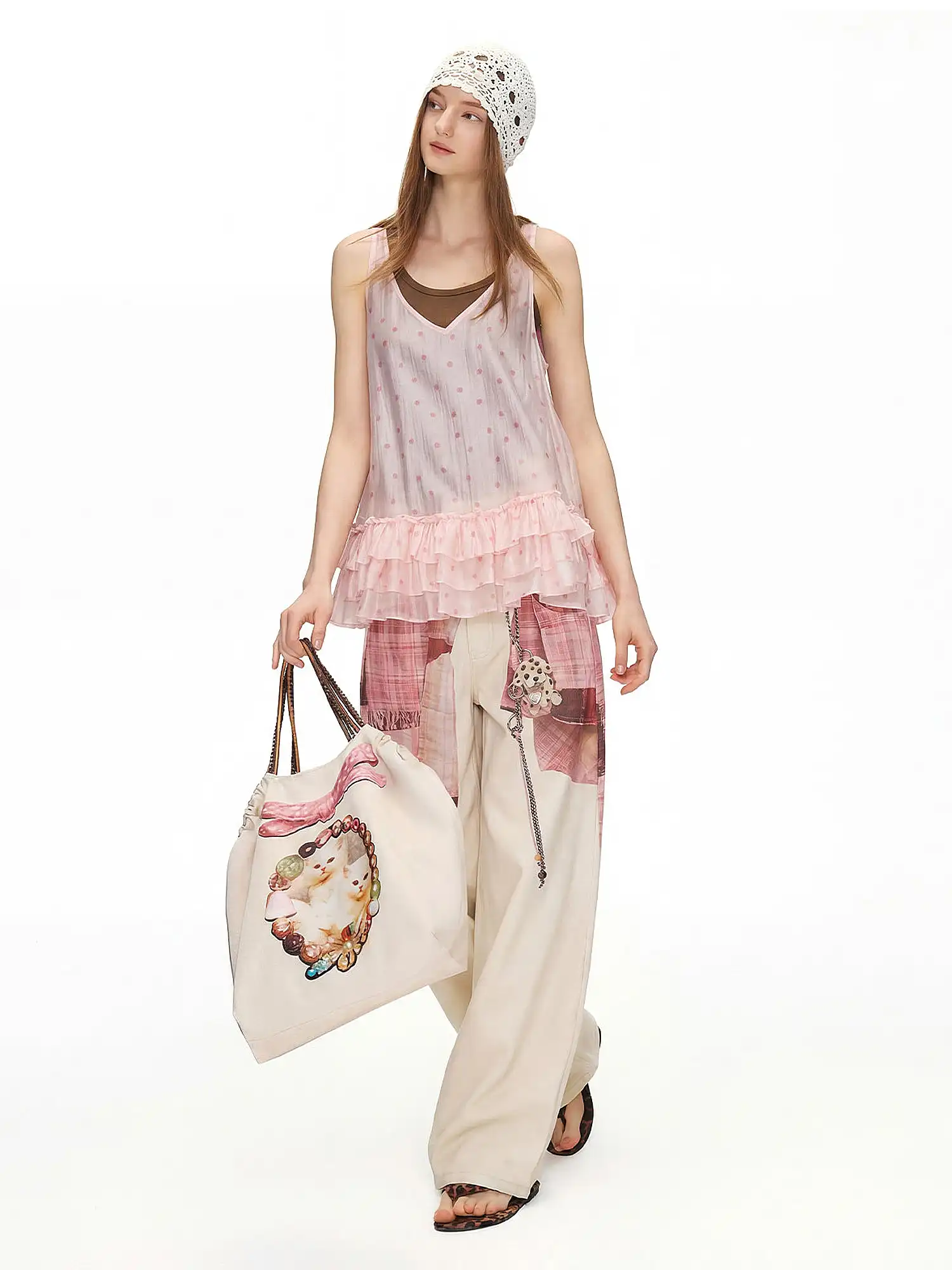 Y2K Puppy Wide-Leg Palazzo Pants - Image 4