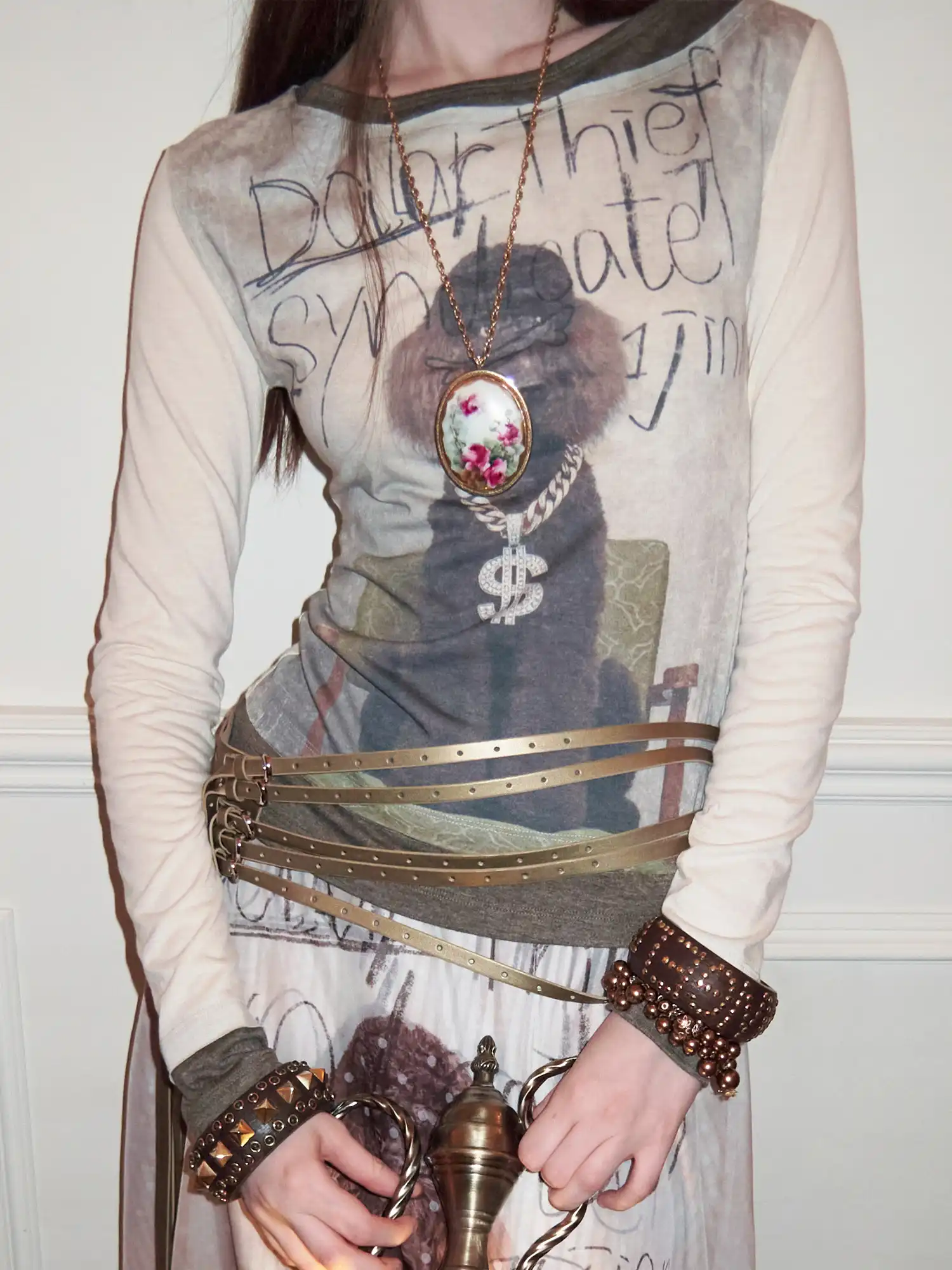 Y2K Royal Puppy Faux Two Piece Tee - Image 6