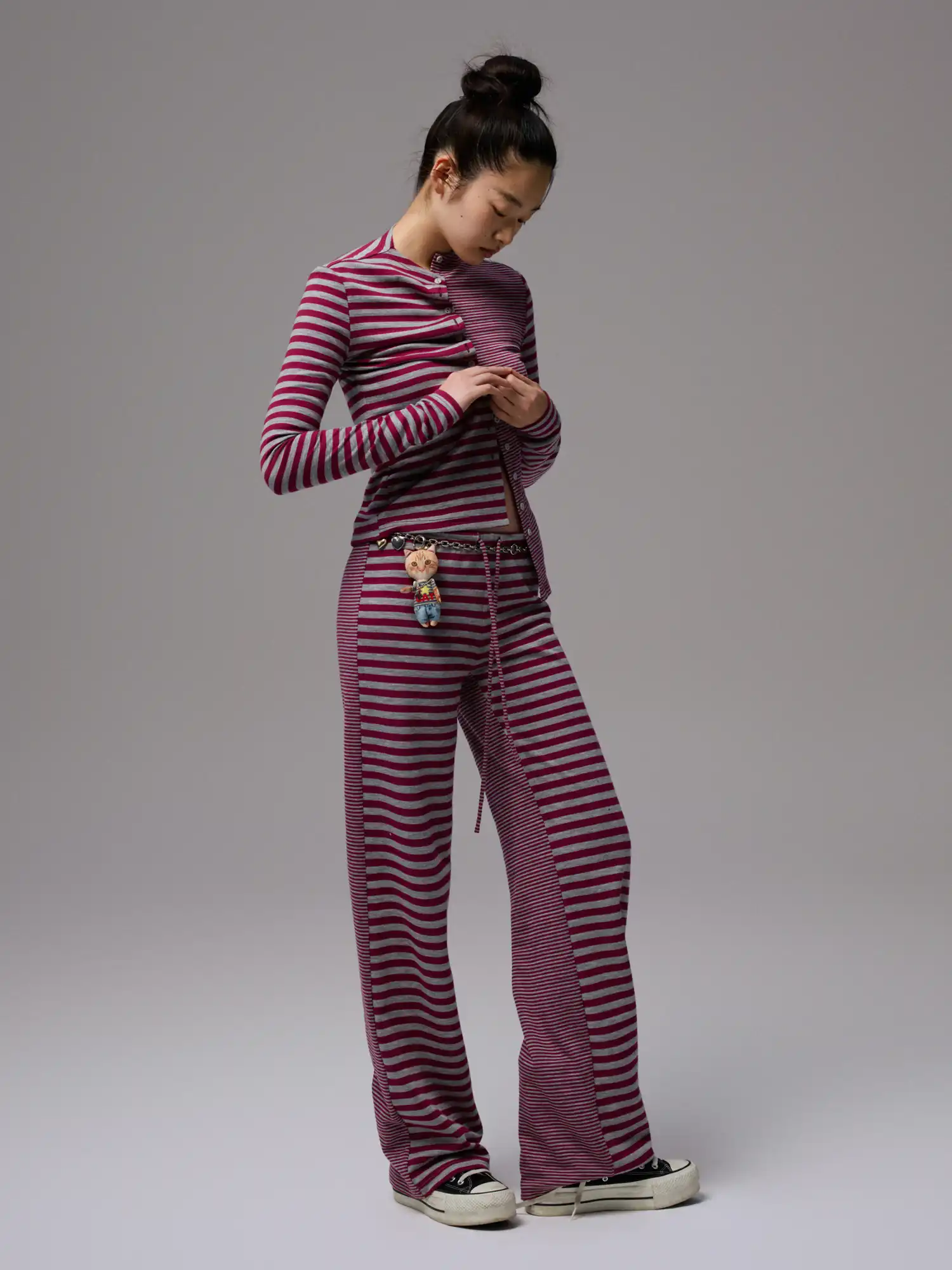 Y2K Stripe Jersey Cardigan Set - Image 7