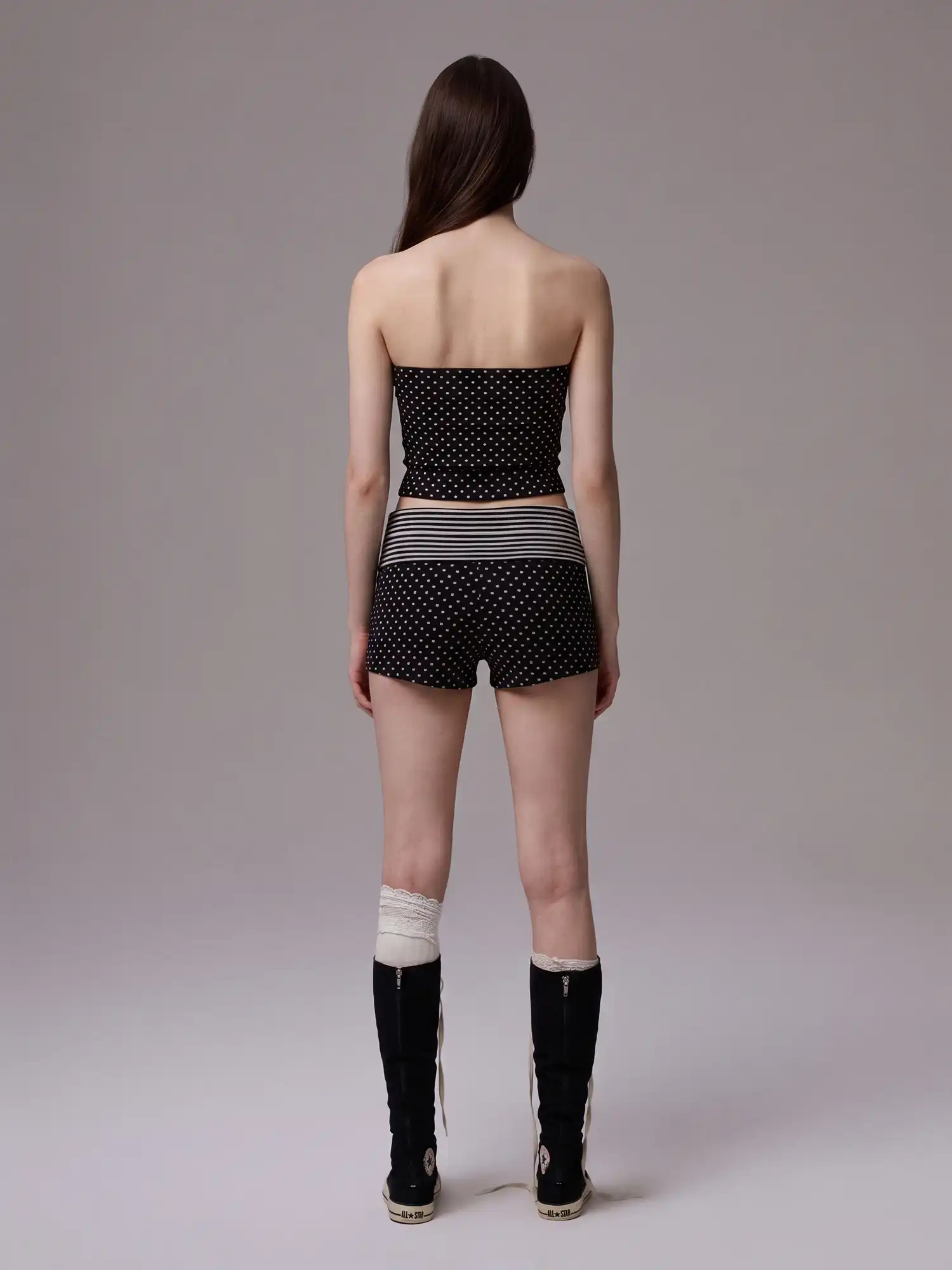 Y2K Stripe & Polka Dot Foldover Shorts Set - Image 6