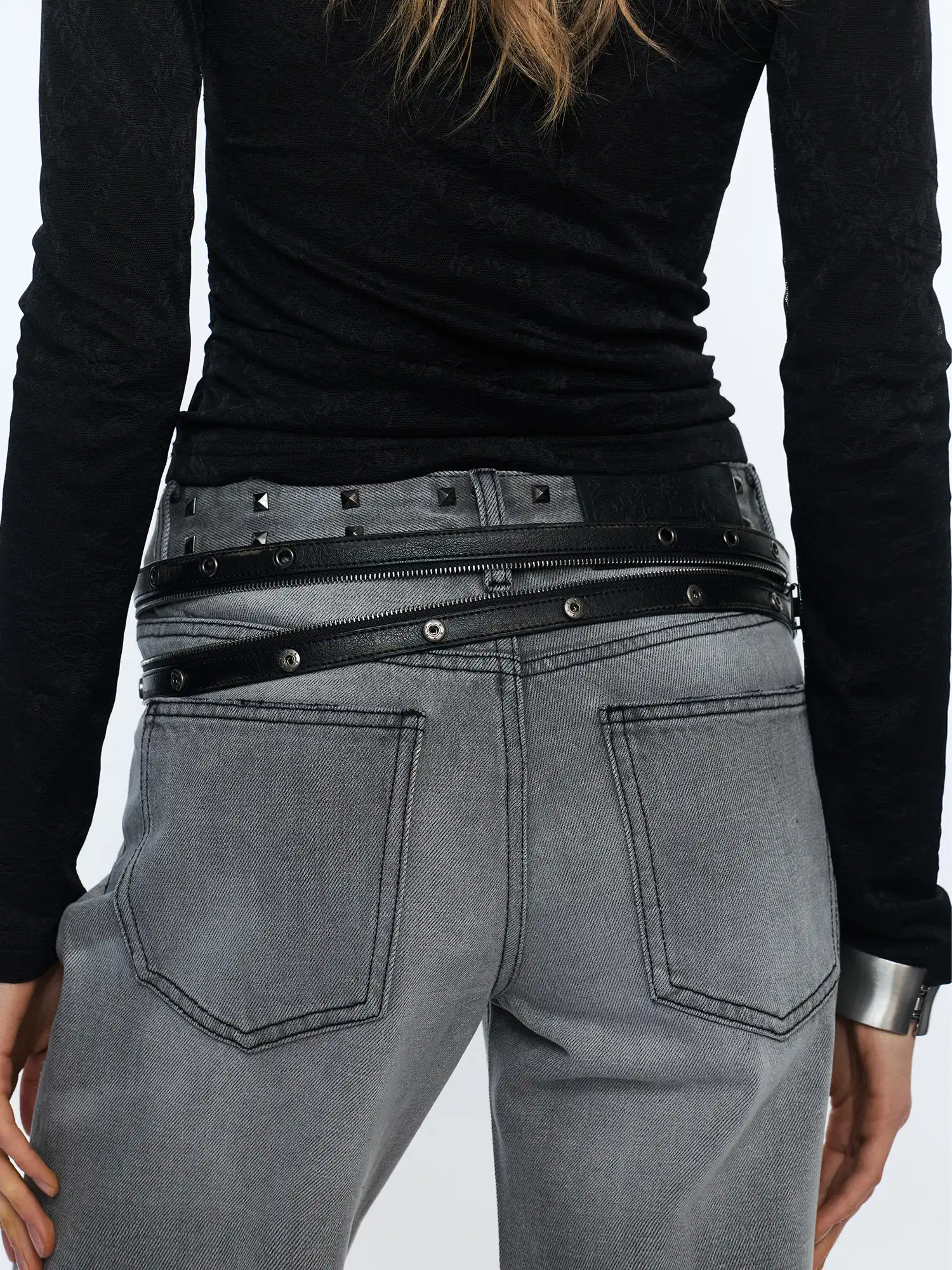 Y2K Western Leather Zip Belt With Detachable Saddle Waist Pouch - Image 10