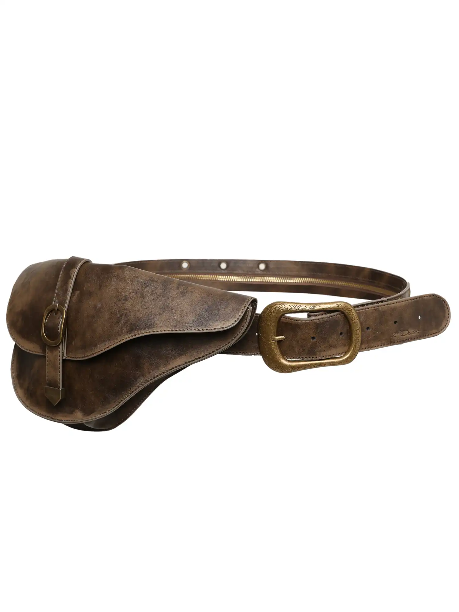 Y2K Western Leather Zip Belt With Detachable Saddle Waist Pouch - Image 15