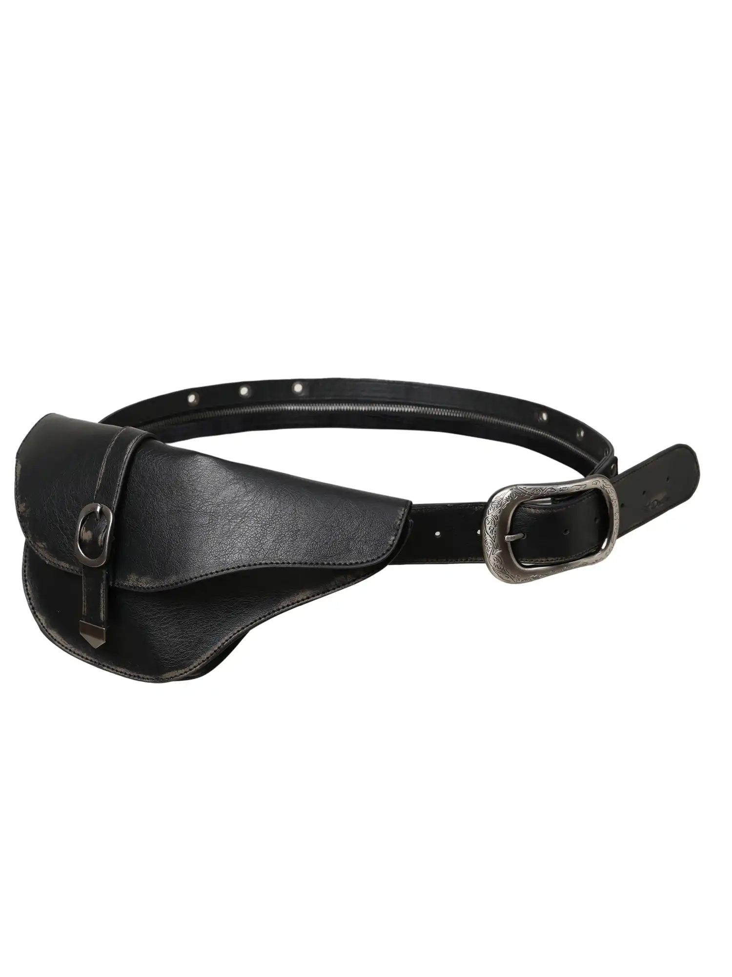 Y2K Western Leather Zip Belt With Detachable Saddle Waist Pouch - Image 16
