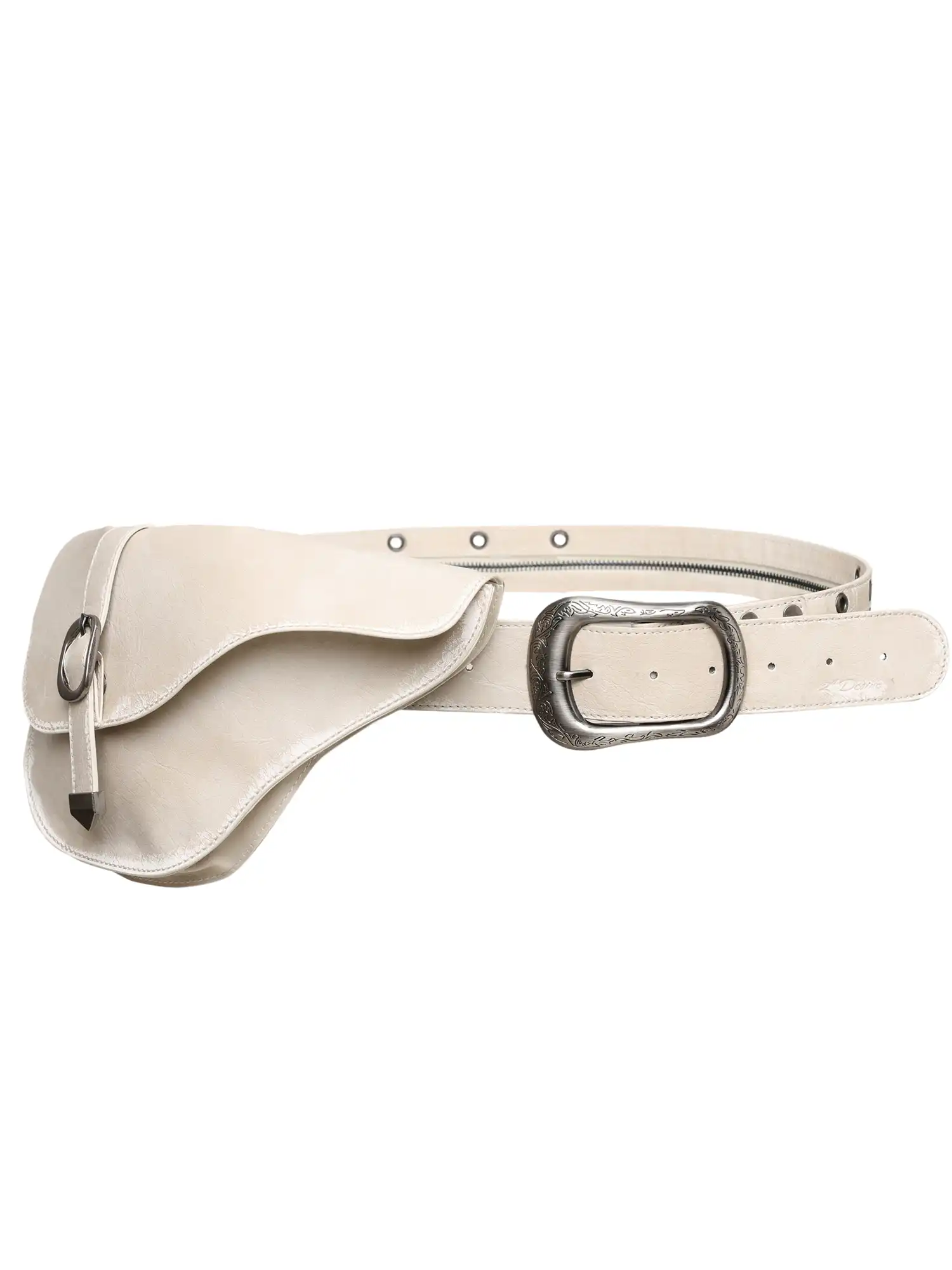 Y2K Western Leather Zip Belt With Detachable Saddle Waist Pouch - Image 2