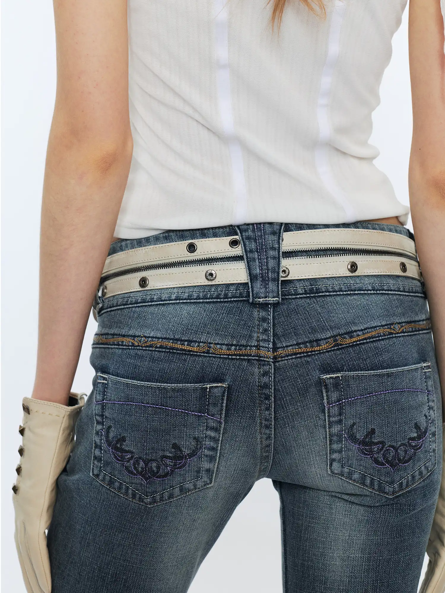 Y2K Western Leather Zip Belt With Detachable Saddle Waist Pouch - Image 4